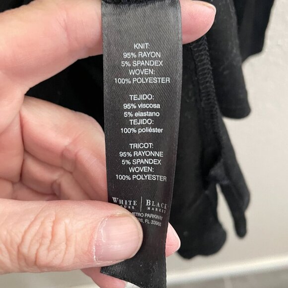 White House Black Market Black Pleated Chiffon Back Top Small - Picture 3 of 4